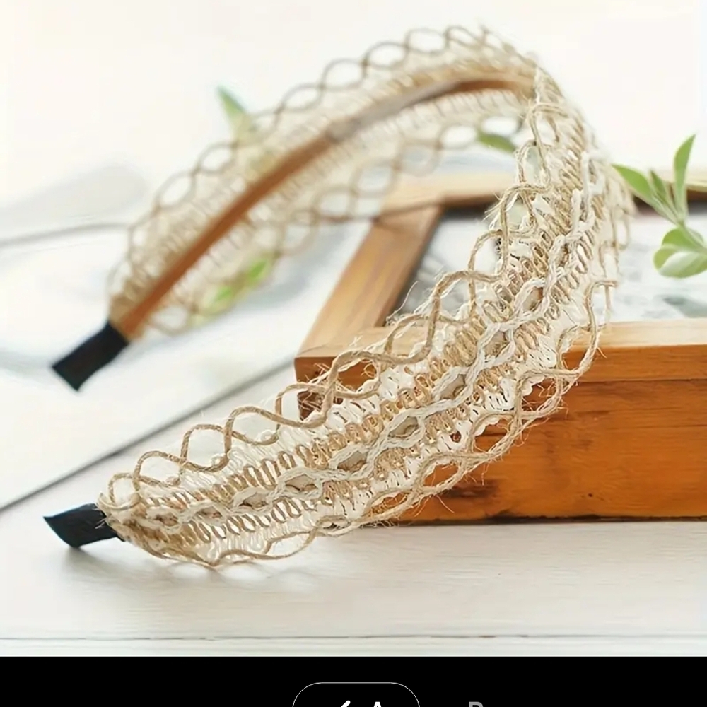 Braided Beige Lace Headband for Women